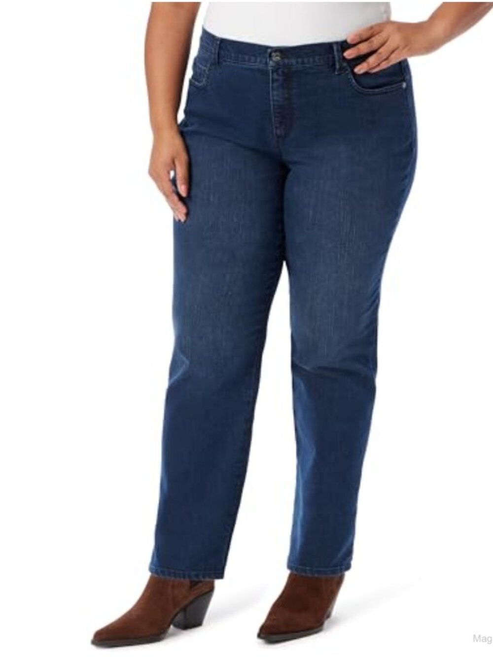 High Rise Tapered Jeans Plus Size Cotton Blend Stretch Denim Pants